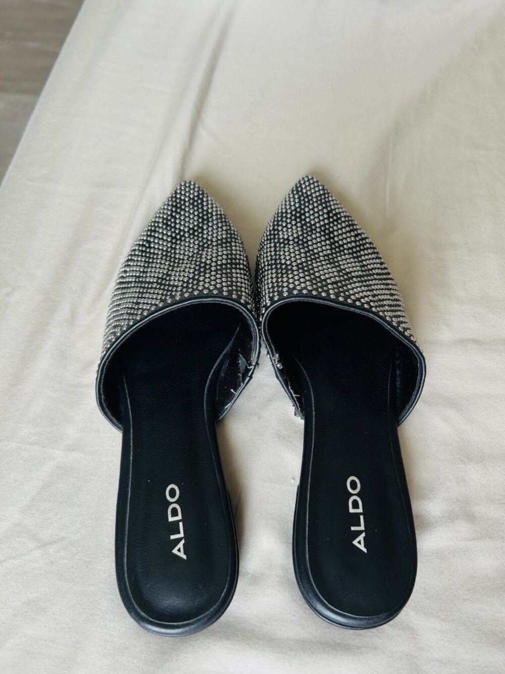 Aldo Black Miles Wits Silver Aceents Women’s Shoes Size 7 .5 - Picture 2 of 6